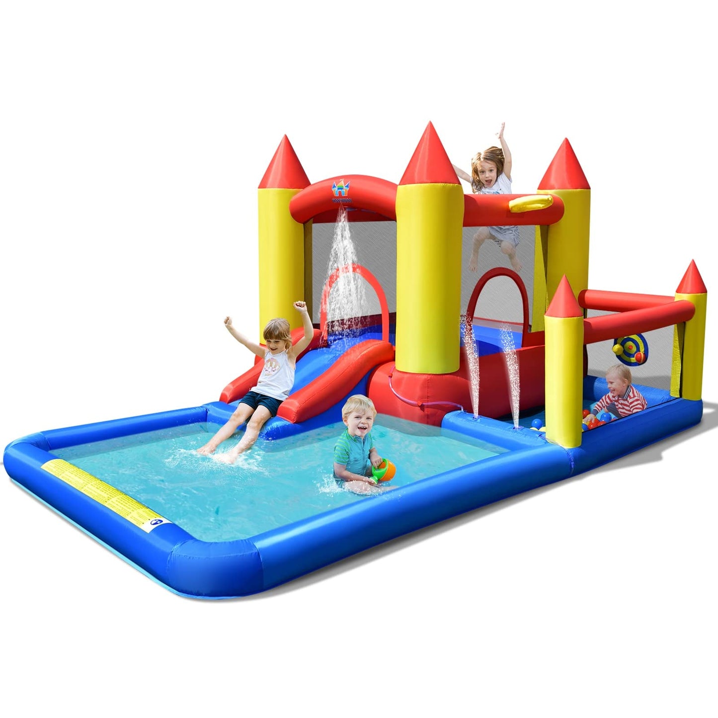 BOUNTECH Inflatable Water Bounce House, Giant Waterslide Park for Kids Backyard Fun Wet and Dry w/Splash Pool, Blow up Water Slides Inflatables for Kids and Adults Outdoor Party Gifts Castle without 480W Air Blower