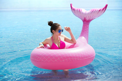 Jasonwell Giant Inflatable Mermaid Tail Pool Float with Fast Valves Summer Beach Swimming Pool Party Lounge Raft Decorations Toys for Adults Kids (Pink) Pink - XL