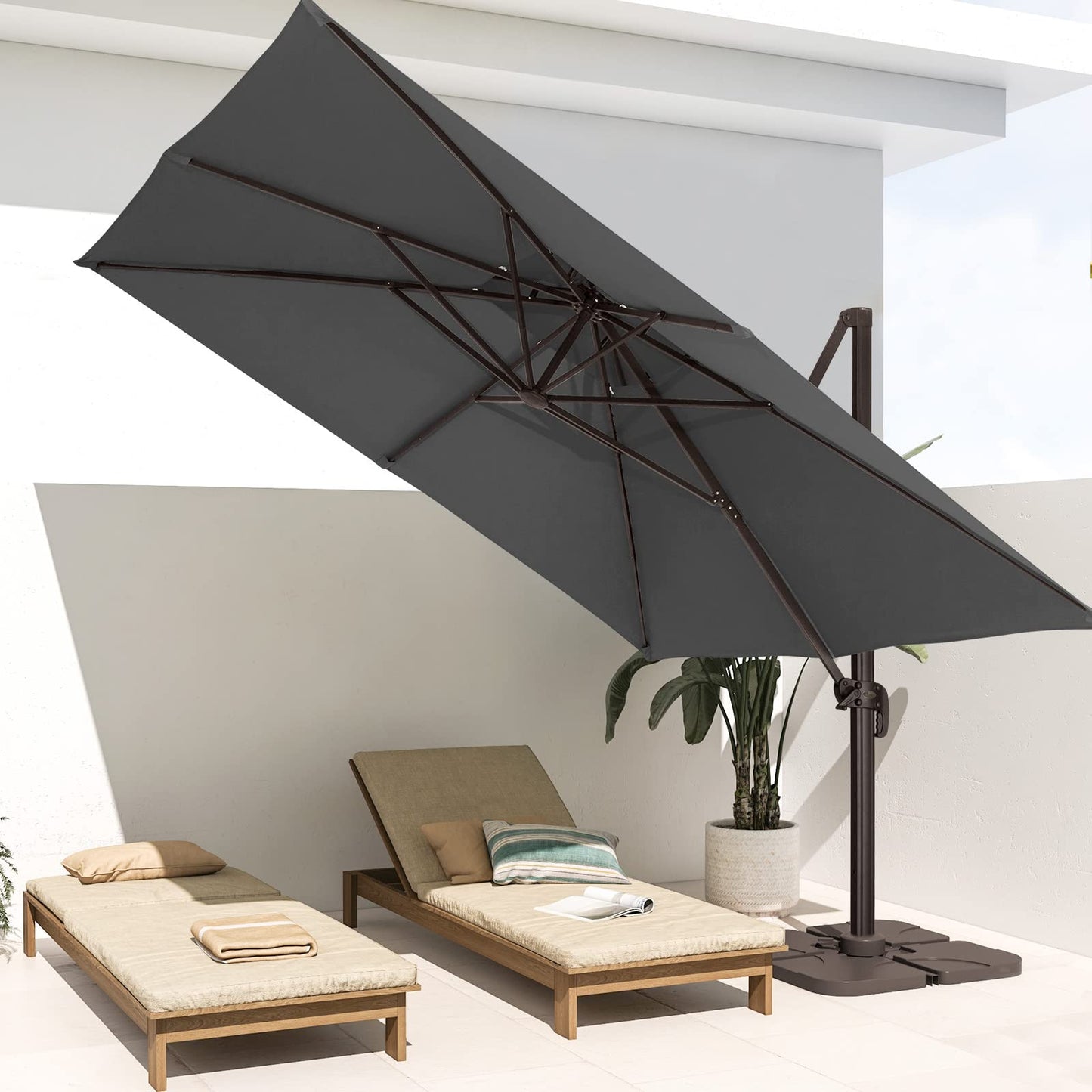 Parasol de patio carré en porte-à-faux 12PI GRIS 