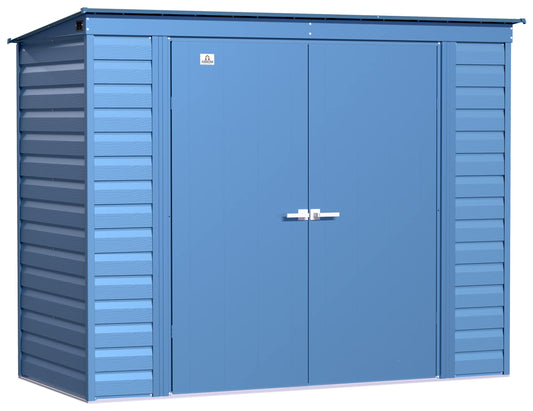 Arrow Shed Select 8' x 4' Outdoor Lockable Steel Storage Shed Building, Blue Grey