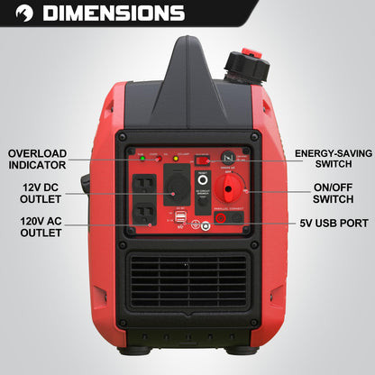 PowerSmart Générateur à onduleur portable 2 500 W, générateur à gaz super silencieux pour le camping, usage domestique, extérieur, conforme CARB 2 500 W/rouge 