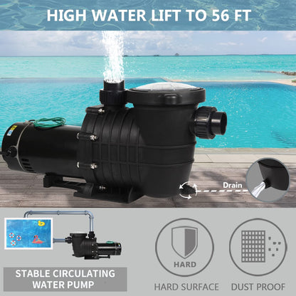 TRUPOW 2.0HP 114GPM Swimming Pool Pump 110V/220V Dual Voltage Garden InGround and Above Ground Pool Water Pump with Strainer Filter Basket 110-240v Dual Volt