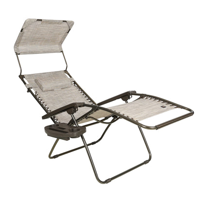 Bliss Hammocks GFC-452WSR Wide XL Zero Gravity w/Canopy, Pillow, & Drink Tray Folding Outdoor Lawn, Deck, Patio Adjustable Lounge Chair, 360 lbs. Capacity, Weather and Rust Resistant, 30-Inch, SAND Single Pack