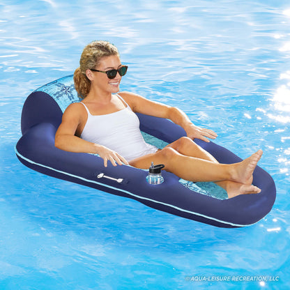 Aqua Ultimate Pool Float Lounges, Recliners, Tanners – Multiple Colors/Styles – for Adults and Kids Floating XL Lounge Navy/Light Blue