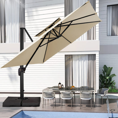 Parasol de patio carré en porte-à-faux 11FT Beige 