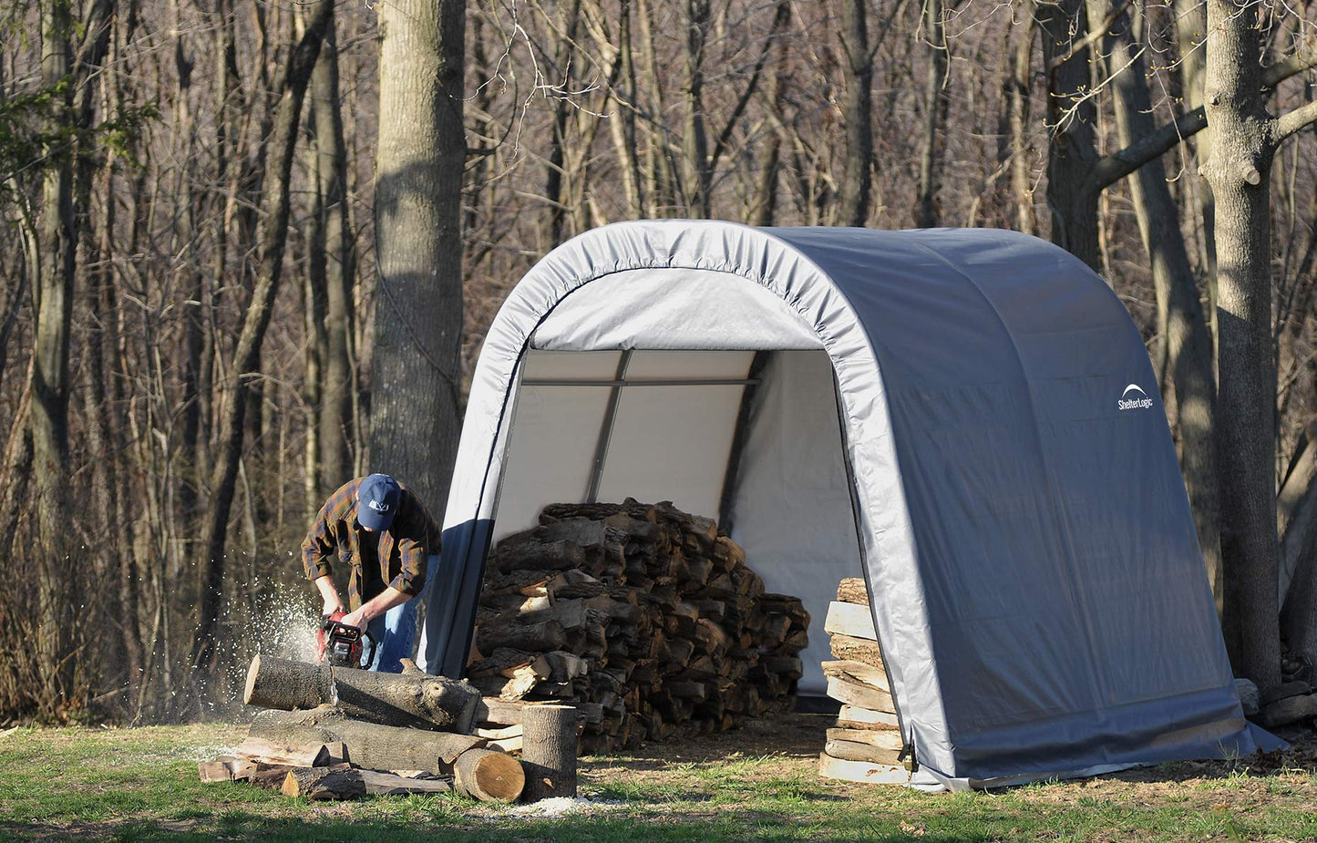 ShelterLogic 77823 Grey 10'x16'x8' Round Style Shelter 10'x16'x8' Gray