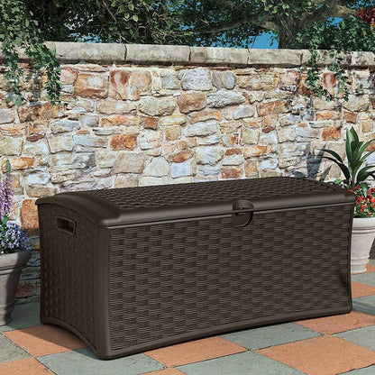 Suncast Boîte de rangement pour patio extérieur en osier de résine de 72 gallons, brun (paquet de 6) 72 gallons - paquet de 6 