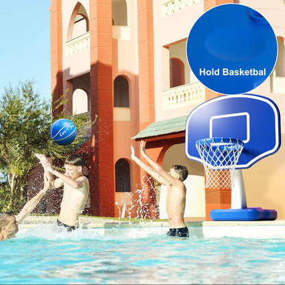 OMOTIYA Panier de basket-ball de piscine avec base, panier de basket-ball extérieur portable pour piscine avec balles et pompe, jeu de jouets de piscine pour garçons et filles, enfants, adultes, modèle 2