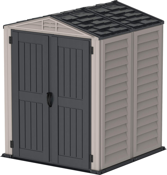 Duramax 35525 Yarmate Plus Outdoor Vinyl Storage Shed, Adobe/Gray