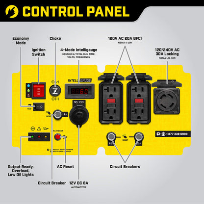 Champion Power Equipment 100520 Onduleur à cadre ouvert série DH 8 750 watts, démarrage électrique 8 750 watts + gaz + démarrage électrique 