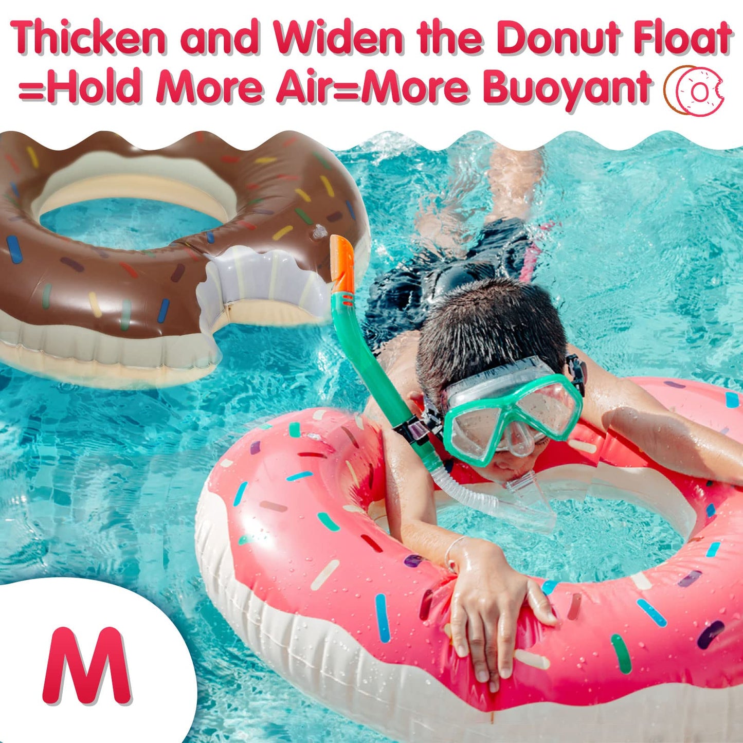 DMAR Donut Pool Floats Donut Pool Floatie Donut Tube Pool Donut Pool Float Donut Inflatables Donut Inner Tube Donut Pool Floatie Donut Pool Ring Donut Swimming Ring for Beach Pool #3 Lot de 2 (rose et marron 30in)