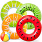 90shine 5PCS Fruit Pool Floats Watermelon Kiwi Orange Lemon Swimming Rings with 13.5" Beach Ball - Inflatable Tubes Floaties Toys for Kids Adults