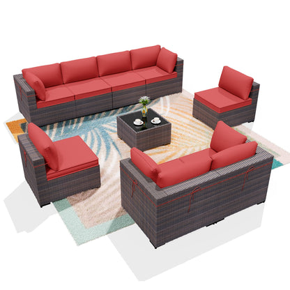 ALAULM 9 Pieces  Sectional Sofa Sets Outdoor Patio Furniture