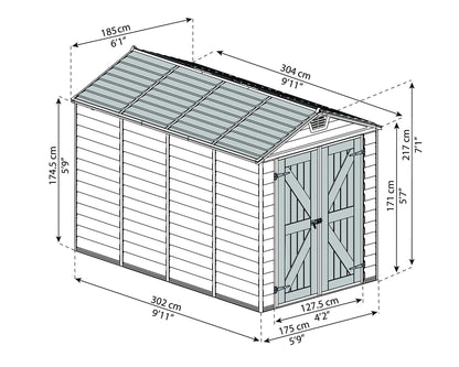 Palram SkyLight Storage Shed | 6' x 10' | Tan 6' x 10'