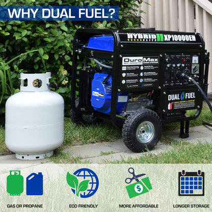 DuroMax XP10000EH Dual Fuel Portable Generator - 10000 Watt