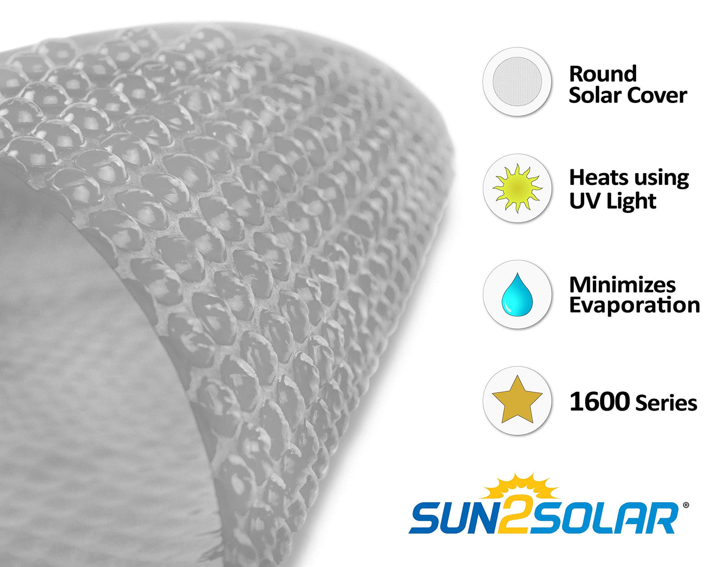 Sun2Solar Clear 33-Foot Round Solar Cover | 1600 Series | Heat Retaining Blanket for In-Ground and Above-Ground Round Swimming Pools | Use Sun to Heat Pool Water | Bubble-Side Facing Down in Pool 33' Round