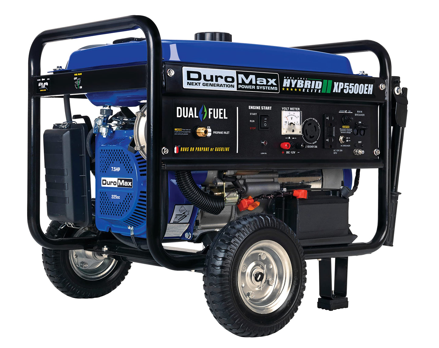 DuroMax XP5500EH Electric Start-Camping & RV Ready, 50 State Approved Dual Fuel Portable Generator-5500 Watt