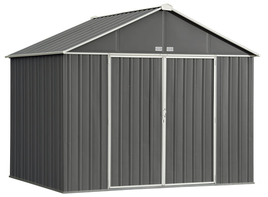 Arrow 10' x 8' EZEE Shed Charcoal with Cream Trim Extra High Gable Steel Storage Shed Charcoal/Cream Trim