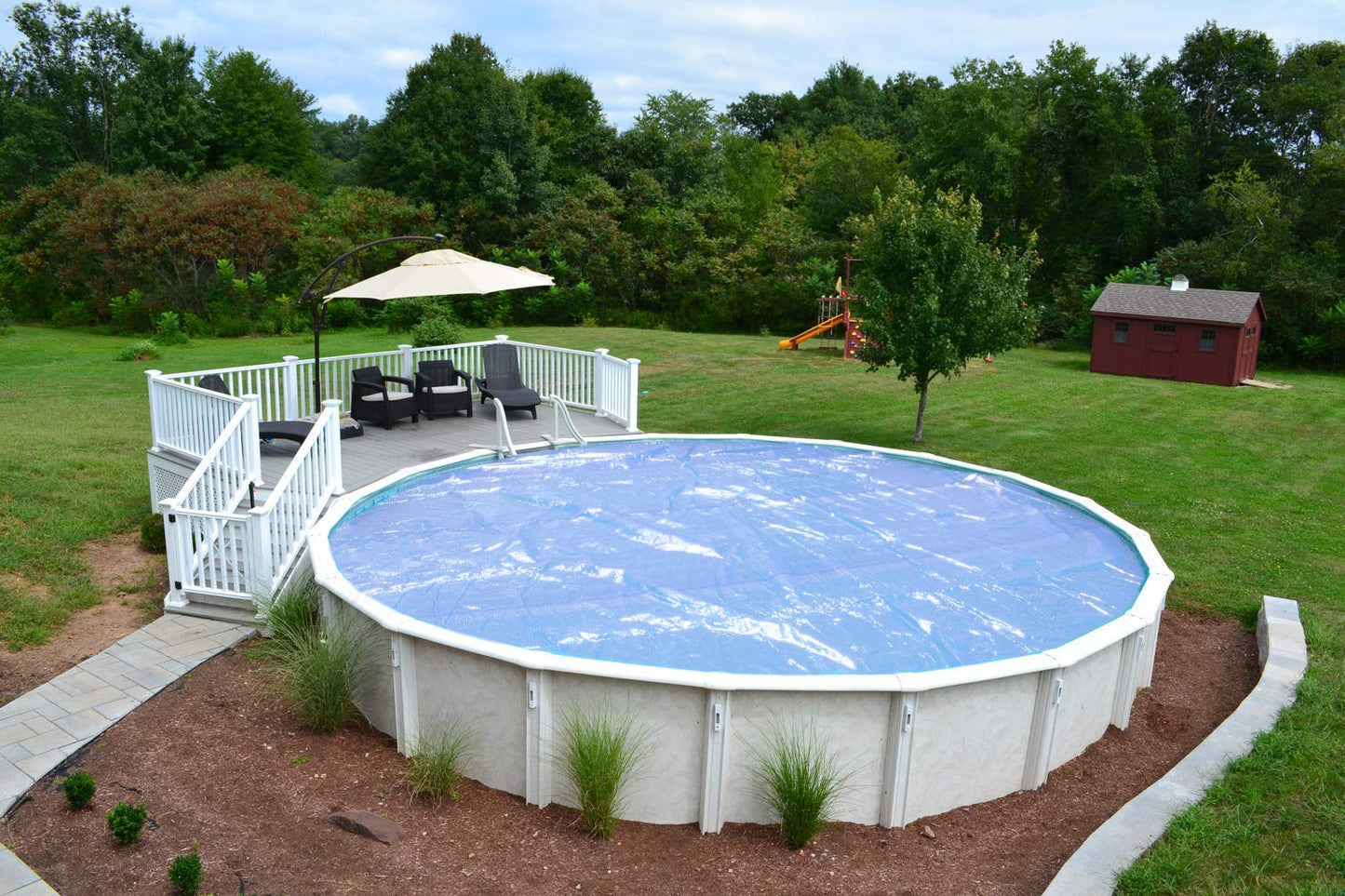 Sun2Solar Clear 33-Foot Round Solar Cover | 1600 Series | Heat Retaining Blanket for In-Ground and Above-Ground Round Swimming Pools | Use Sun to Heat Pool Water | Bubble-Side Facing Down in Pool 33' Round