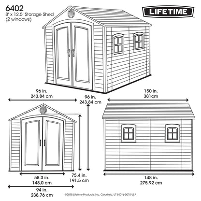 Lifetime 6402 Remise de rangement extérieure, 8 x 12,5 pi, sable du désert 