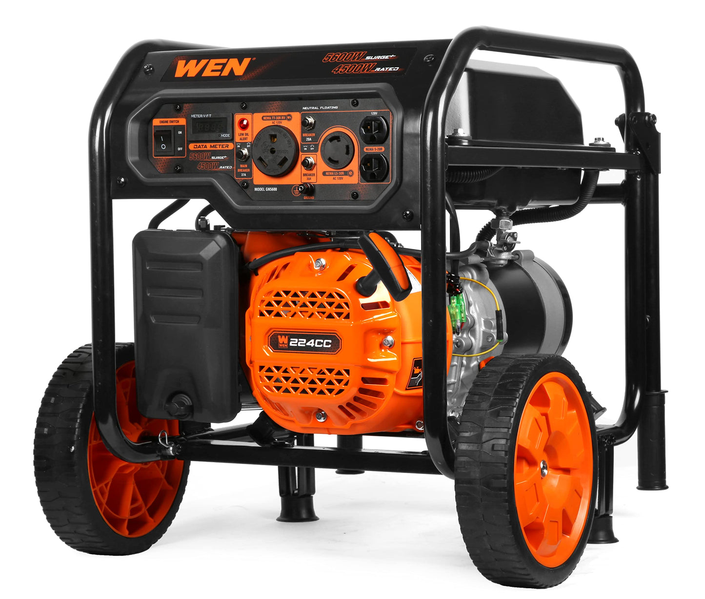 WEN Génératrice portative de 5 600 watts, 224 cc, commutateur de transfert et compatible camping-car (GN5600) 5 600 W + carburant unique + démarrage à rappel 