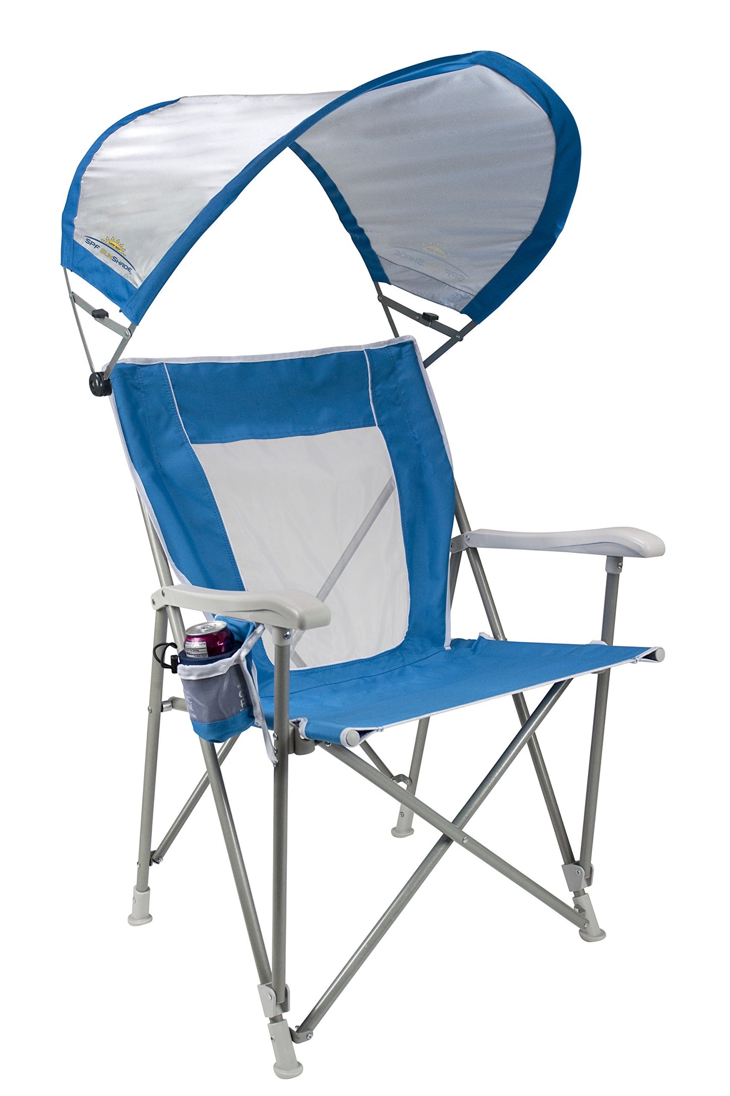 GCI Outdoor Waterside SunShade Captain's Beach Chair & Outdoor Camping Chair With Canopy