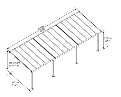 Palram - Housse de terrasse Canopia Olympia, 10' x 30', gris/bronze 10' x 30' 