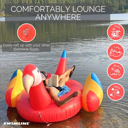 SWIMLINE Original Giant Ride On Inflatable Pool Float Lounge Series | Flotteurs W/jambes stables ailes grand gonflement ridable été plage natation fête grand radeau tube décoration Tan jouets pour enfants adultes perroquet