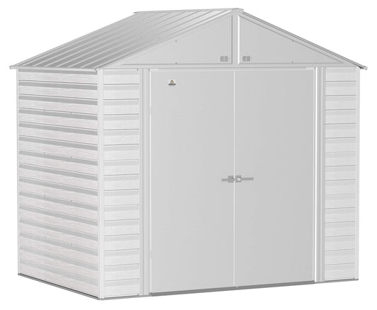 Arrow Shed Select 8' x 6' Outdoor Lockable Steel Storage Shed Building, Flute Grey