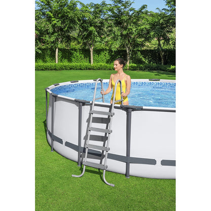 Bestway Steel Pro MAX 18 Foot x 48 Inch Round Metal Frame Above Ground Outdoor Swimming Pool Set with 1,000 Filter Pump, Ladder, and Cover 18' x 48"