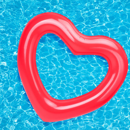 MoKo Flotteur de Piscine Gonflable pour Enfants Adultes, Dégagement Anneau de Bain en Forme de Coeur 120 cm de Diamètre Tube de Natation d'été Amusement à la Plage Piscine Jouets Cercle de Natation Rouge