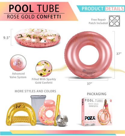 CoTa Global Gonflable Piscine Float Tube Confetti 36 Pouces Premium Swim Ring Heavy Duty Vinyle Flottaison Piscine Flotteurs Jouet pour La Plage, Fête, Vacances, Résistant Aux UV - Pool Party Or Rose 36"