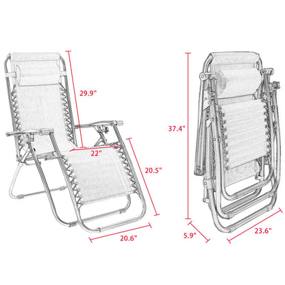 Homall Chaise Zero Gravity Chaises Longues de Pelouse Pliantes Réglables Chaise Longue d'Extérieur Chaise de Gravité Camp Chaise Longue Inclinable avec Oreillers pour Jardin et Plage Ensemble de 2 (Bleu Ciel) Bleu Ciel