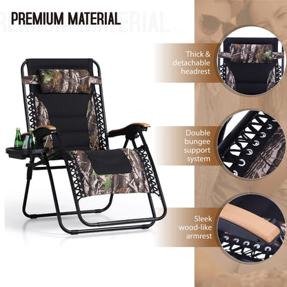 Sophia &amp; William Oversize Zero Gravity Chair, Fauteuil inclinable rembourré avec porte-gobelet gratuit, Supporte 400 LBS (Camouflage) 1 Pack Camouflage