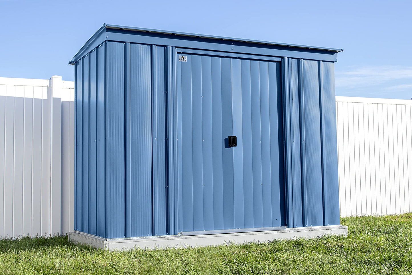 Arrow Shed Classic 8' x 4' Outdoor Padlockable Steel Storage Shed Building, Blue Grey 8' x 4'