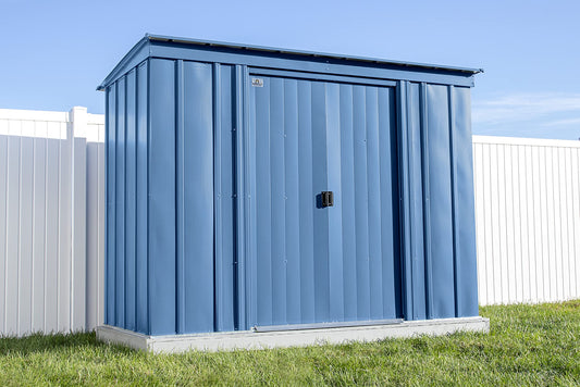 Arrow Shed Classic 8' x 4' Outdoor Padlockable Steel Storage Shed Building, Blue Grey 8' x 4'