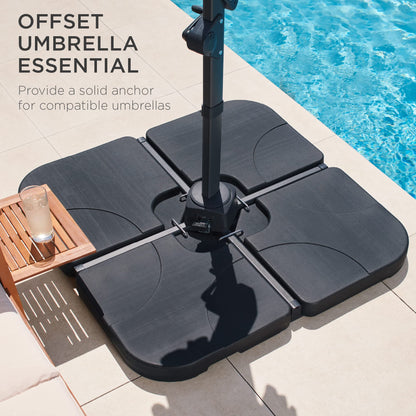 Best Choice Products Support de parasol de terrasse décalé en porte-à-faux robuste, capacité de 155 lb, 4 pièces, noir 