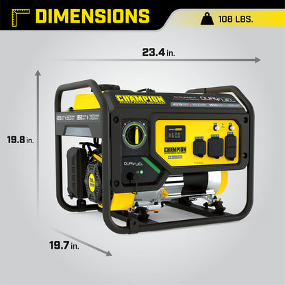 Champion Power Equipment 200965 4375/3500-Watt Dual Fuel Portable Generator, RV Ready 3500-Watt + Dual Fuel + RV Ready