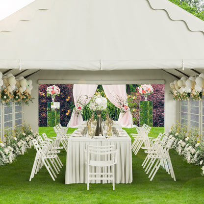 PHI VILLA Tente de fête extérieure robuste de 26' x 13', grand auvent commercial, abri d'événement de mariage, abri de voiture avec parois latérales amovibles pour patio, événements de jardin en plein air, blanc 26 pieds x 13 pieds 