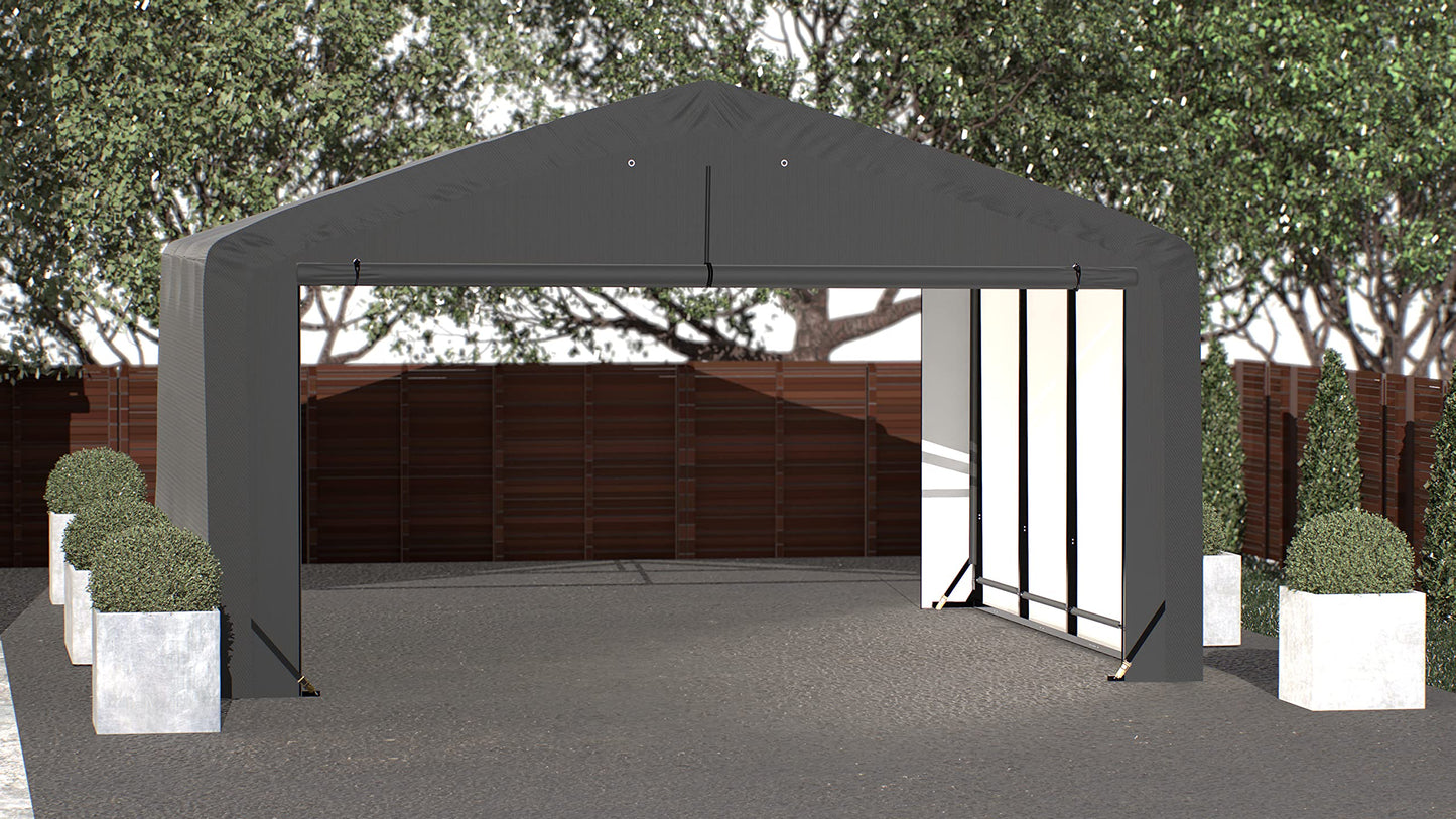 ShelterLogic ShelterTube Abri de garage et de stockage, 20' x 18' x 12', cadre en acier robuste, boîtier résistant au vent et à la neige, gris 20' x 18' x 12' 