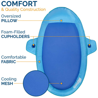 SwimWays Spring Float SunCatcher Chaise longue de piscine avec valve hyper plate Bleu