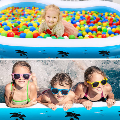 Grande piscine gonflable avec siège, piscine gonflable Jhunswen pour adultes, 100" x 61" x 17" pour enfants avec dossier pour jardin extérieur, centre aquatique familial d'été (sans pompe) 100" x 61" x 17"