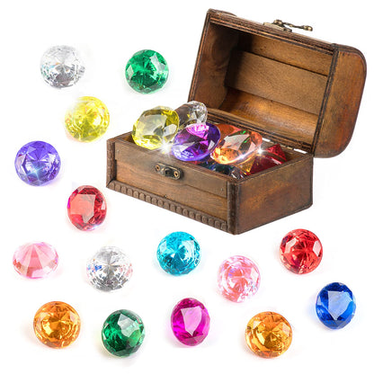 PUBGAMER Diving Gem Pool Toy 15 Big Colorful Diamond Set avec Big Treasure Chest Pirate Box Underwater Gem Diving Dive Throw Toy Set Natation Training Gift Toy