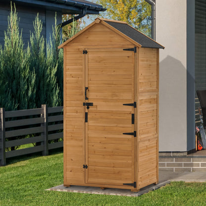 MCombo Grande armoire de rangement extérieure avec 3 étagères, abri de rangement extérieur surdimensionné pour outils avec serrure, grand abri de jardin avec sol pour jardin et terrasse (39,4 x 25,2 x 80,3 pouces) 1998 (naturel) Naturel 