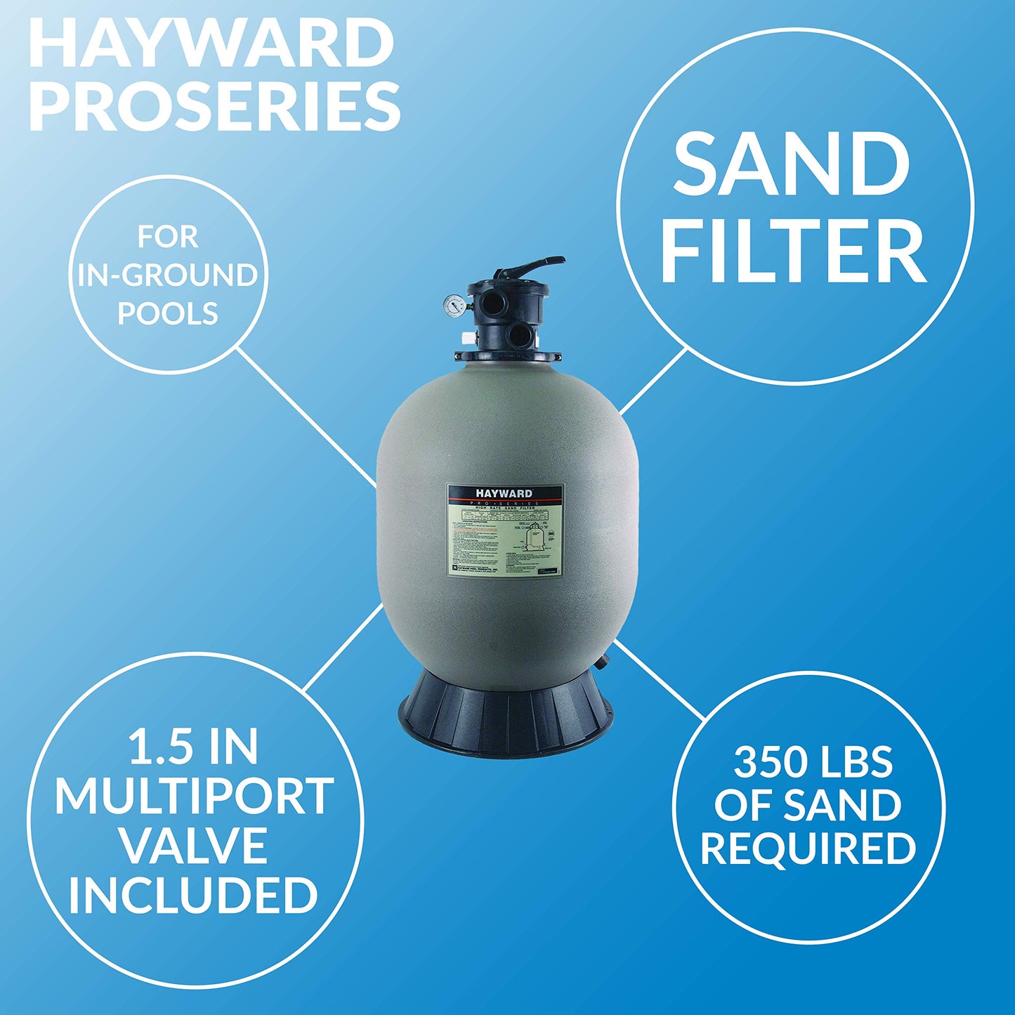 Hayward W3S270T ProSeries Sand Filter, 27-Inch, Top-Mount 27 Inch (W3S270T)
