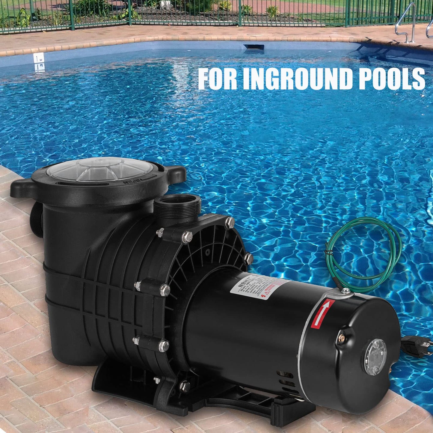 TOPDEEP 1.5 HP Pool Pump Inground, Self Primming pool pump above ground, Single Speed Swimming pool pumps Dual voltage with Strainer Basket & 2Pcs 1-1/2NPT Connectors