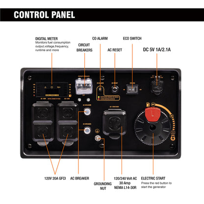 GENMAX GM5500i Générateur à onduleur portable à moteur à essence ultra-silencieux 500 W - Conforme à l'EPA 