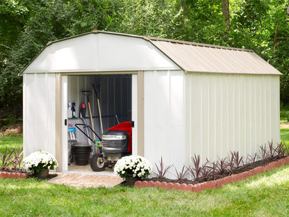 Arrow Shed LX1014 10 x 14 pi. Hangar de rangement en acier galvanisé taupe/coquille d'œuf de style grange 10 x 14 pi. 