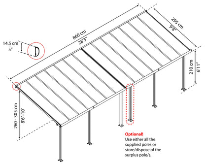 Palram - Canopia Olympia Patio Cover - 10' x 28' - Gray/Bronze 10’ x 28'