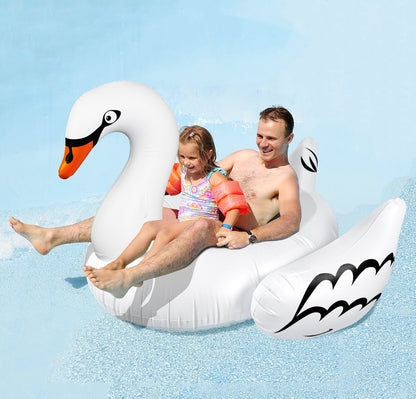 Chaise longue gonflable géante de piscine de cygne de Greenco | Flotteur de piscine cygne géant | Pool Floatie Swan pour les fêtes à la piscine | Jouets aquatiques pour piscine | Flotteurs de piscine gonflables 75"